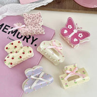 Thumbnail for Sweet Butterfly Floral Ribbon Bowknot Hair Clip Hair Claw - ArtGalleryZen