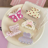 Thumbnail for Sweet Butterfly Floral Ribbon Bowknot Hair Clip Hair Claw - ArtGalleryZen