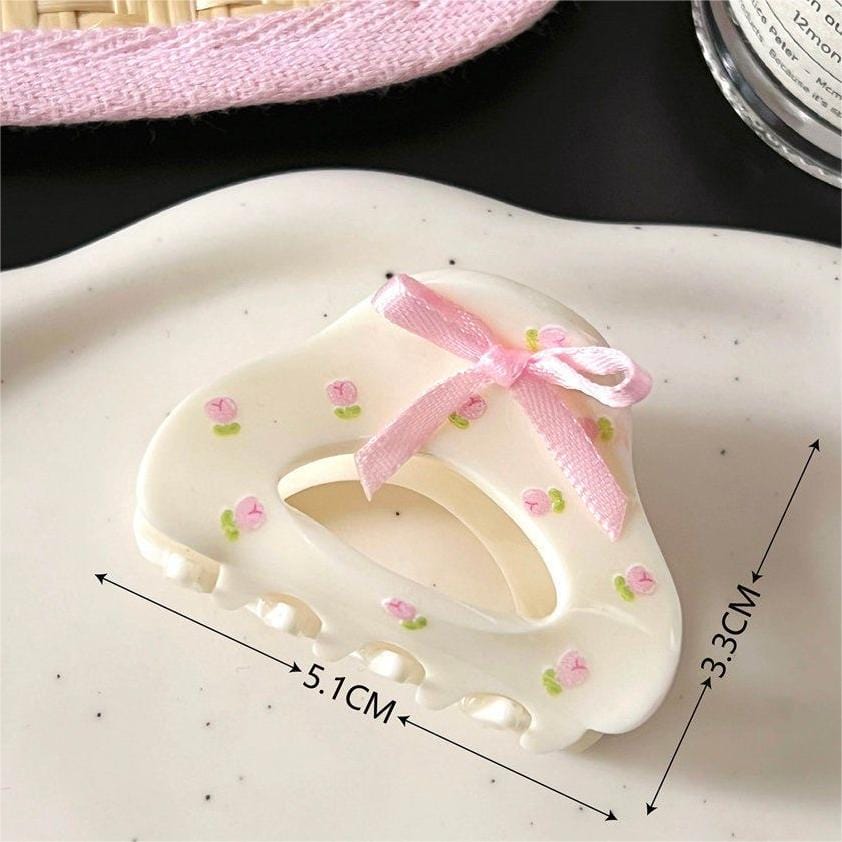 Sweet Butterfly Floral Ribbon Bowknot Hair Clip Hair Claw