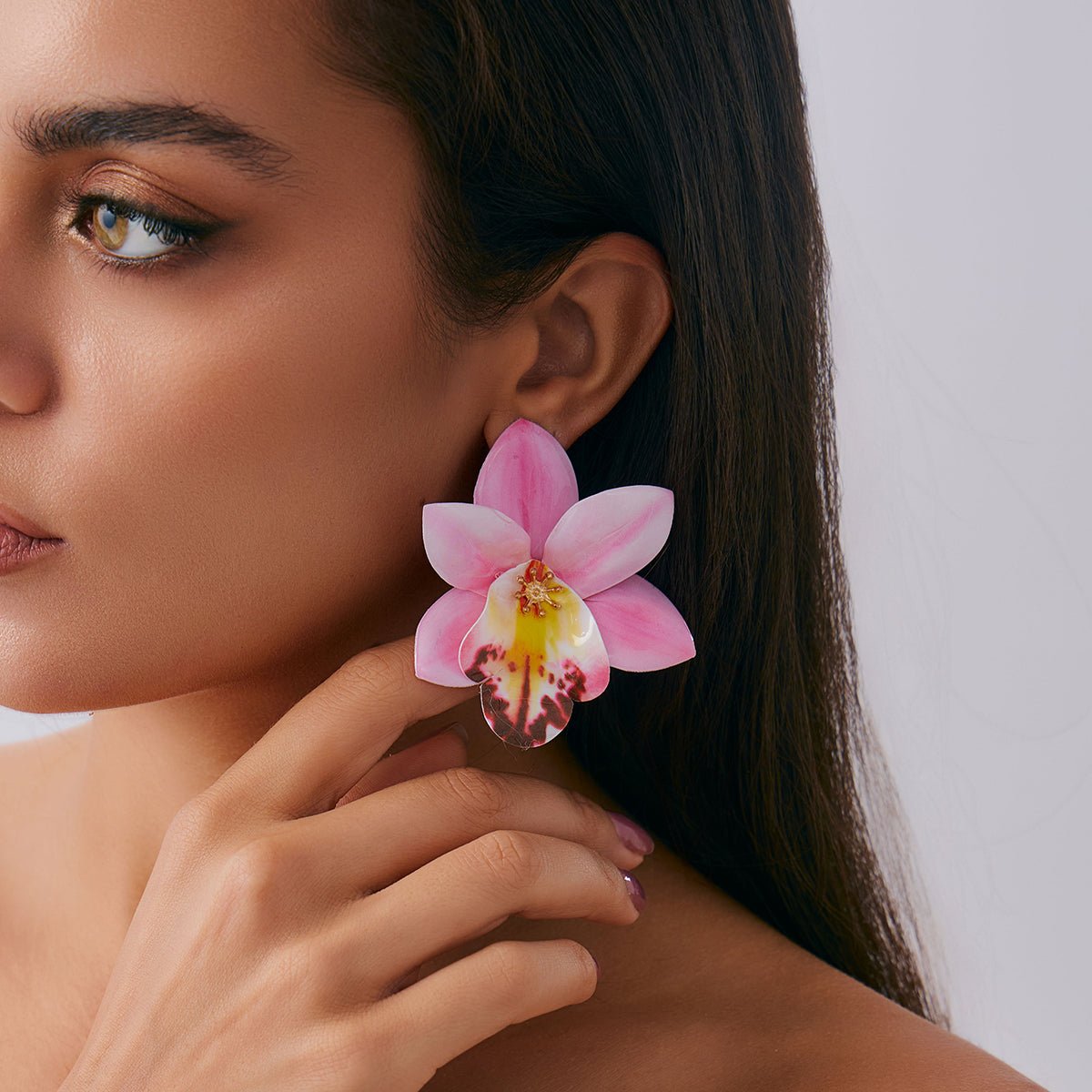 Sweet Butterfly Orchid Flower Stud Earrings - ArtGalleryZen