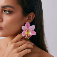 Thumbnail for Sweet Butterfly Orchid Flower Stud Earrings - ArtGalleryZen