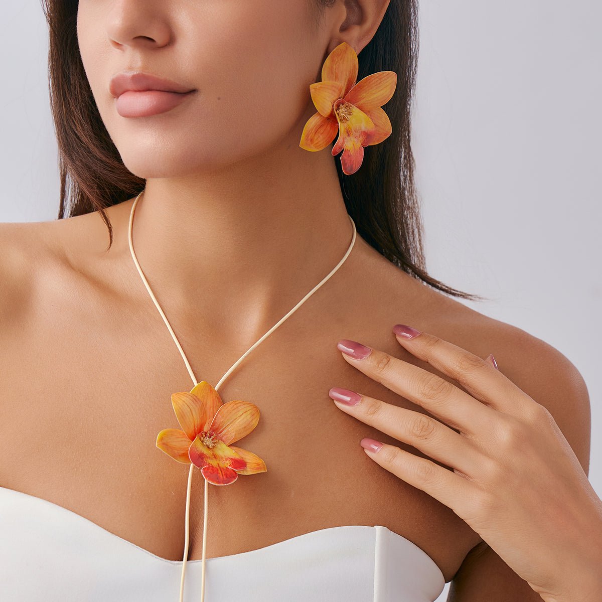 Sweet Butterfly Orchid Flower Stud Earrings - ArtGalleryZen