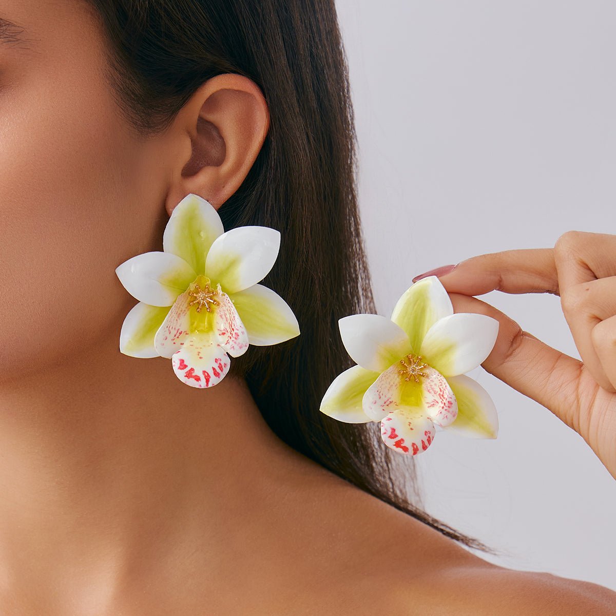 Sweet Butterfly Orchid Flower Stud Earrings - ArtGalleryZen