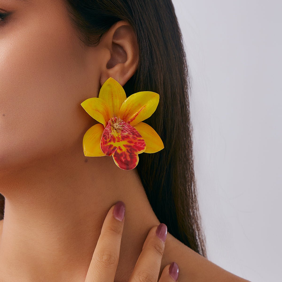 Sweet Butterfly Orchid Flower Stud Earrings - ArtGalleryZen