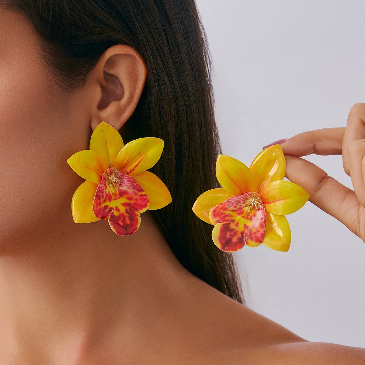 Sweet Butterfly Orchid Flower Stud Earrings - ArtGalleryZen