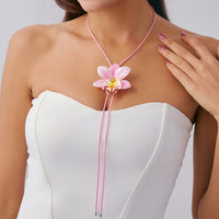 Thumbnail for Sweet Butterfly Orchid Flower Wax Cord String Necklace - ArtGalleryZen