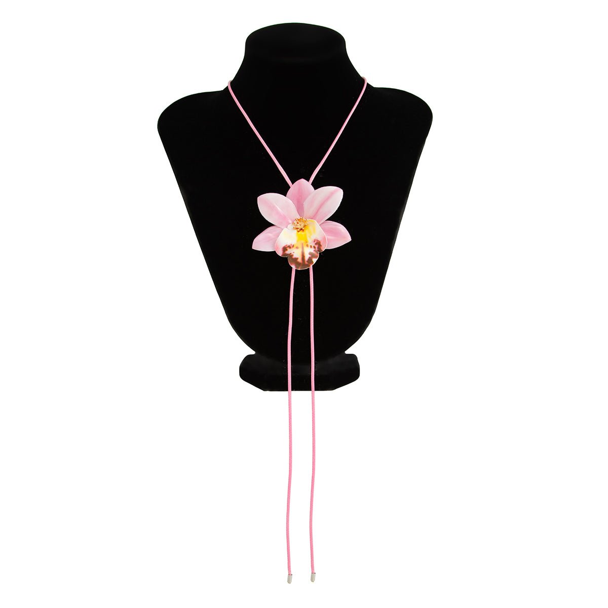 Sweet Butterfly Orchid Flower Wax Cord String Necklace - ArtGalleryZen