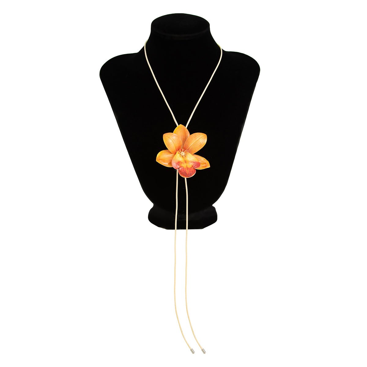 Sweet Butterfly Orchid Flower Wax Cord String Necklace - ArtGalleryZen