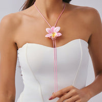 Thumbnail for Sweet Butterfly Orchid Flower Wax Cord String Necklace - ArtGalleryZen