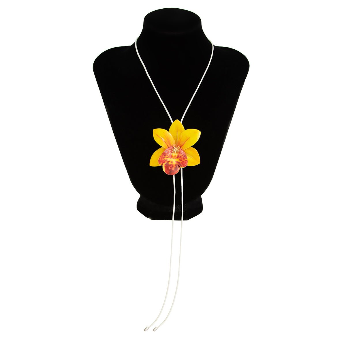 Sweet Butterfly Orchid Flower Wax Cord String Necklace - ArtGalleryZen