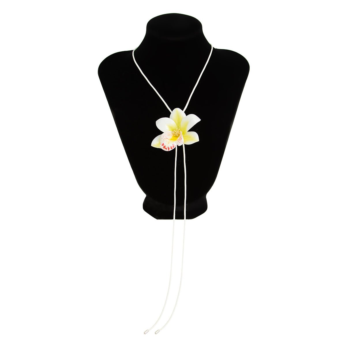 Sweet Butterfly Orchid Flower Wax Cord String Necklace - ArtGalleryZen