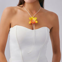 Thumbnail for Sweet Butterfly Orchid Flower Wax Cord String Necklace - ArtGalleryZen