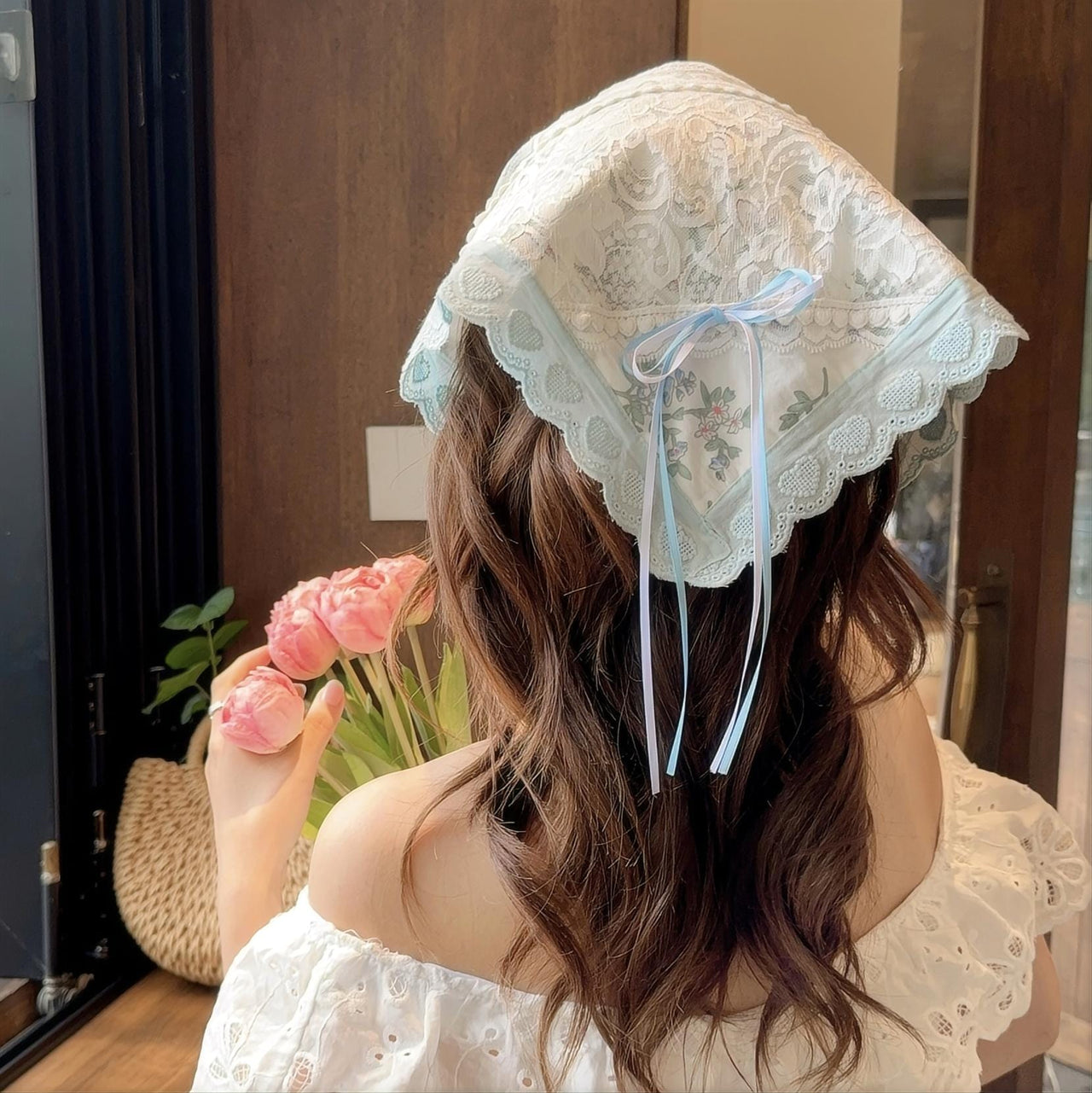 Sweet Colorful Floral Lace Ribbon Bowknot Hair Band Hair Scarf - ArtGalleryZen