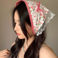 Thumbnail for Sweet Colorful Floral Lace Ribbon Bowknot Hair Band Hair Scarf