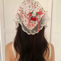 Thumbnail for Sweet Colorful Floral Lace Ribbon Bowknot Hair Band Hair Scarf