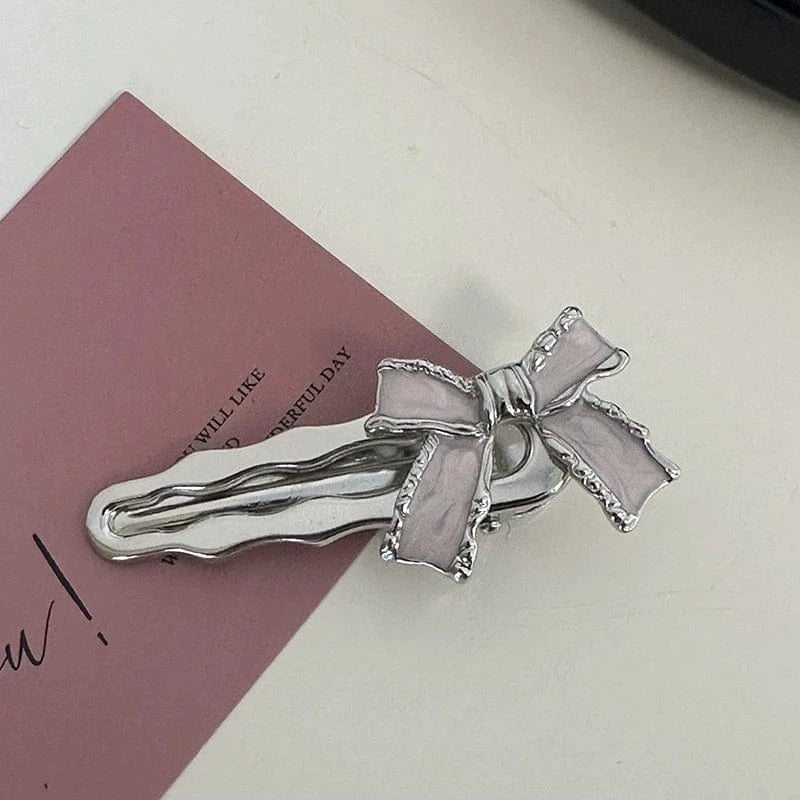 Sweet Crystal Inlaid Enamel Star Heart Bowknot Hair Clips Set - ArtGalleryZen