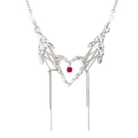 Thumbnail for Sweet Cubic Zirconia Inlaid Heart Pendant Tassel Necklace - ArtGalleryZen