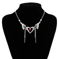 Thumbnail for Sweet Cubic Zirconia Inlaid Heart Pendant Tassel Necklace - ArtGalleryZen