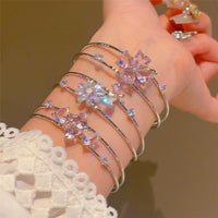 Thumbnail for Sweet CZ Inlaid Butterfly Lucky Clover Sunflower Open Bangle Bracelet - ArtGalleryZen