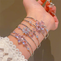 Thumbnail for Sweet CZ Inlaid Butterfly Lucky Clover Sunflower Open Bangle Bracelet - ArtGalleryZen