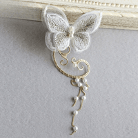 Thumbnail for Sweet Embroidery Butterfly Pearl Chain Tassel Elf Ear Cuff Wrap Earring - ArtGalleryZen