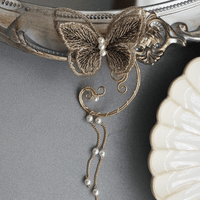 Thumbnail for Sweet Embroidery Butterfly Pearl Chain Tassel Elf Ear Cuff Wrap Earring - ArtGalleryZen