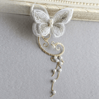 Thumbnail for Sweet Embroidery Butterfly Pearl Chain Tassel Elf Ear Cuff Wrap Earring