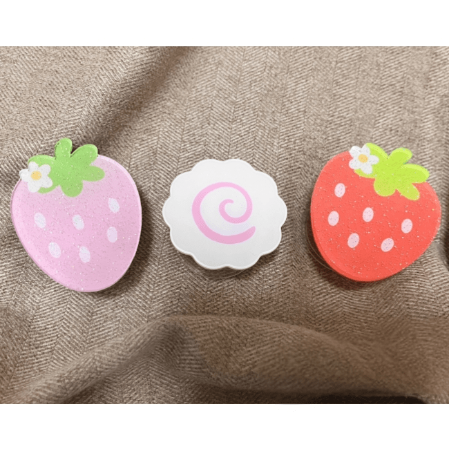Sweet Glitter Strawberry Narutomaki Phone Stand iPhone Case - ArtGalleryZen