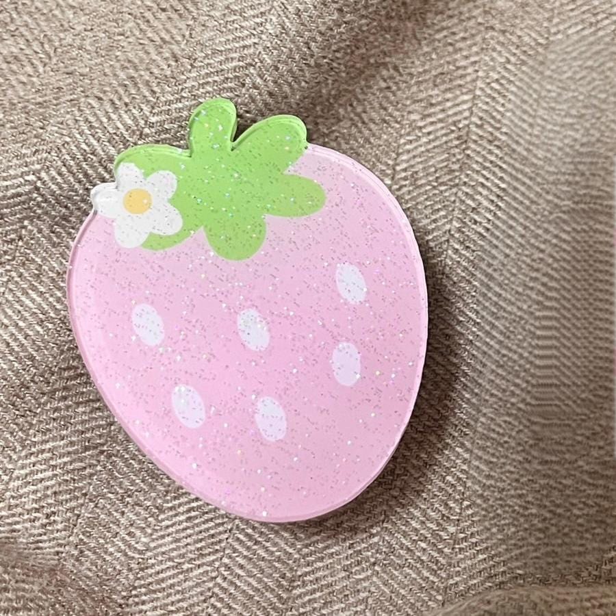 Sweet Glitter Strawberry Narutomaki Phone Stand iPhone Case - ArtGalleryZen