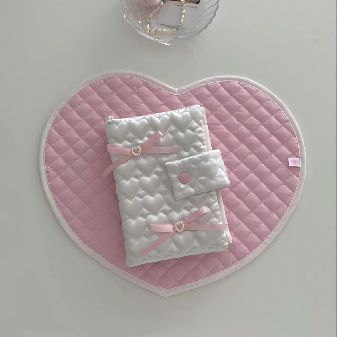 Sweet Handmade Heart Polka Dots Fabric Coaster - ArtGalleryZen