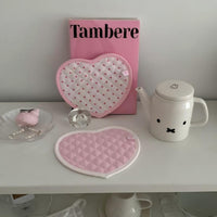 Thumbnail for Sweet Handmade Heart Polka Dots Fabric Coaster - ArtGalleryZen