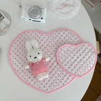 Thumbnail for Sweet Handmade Heart Polka Dots Fabric Coaster - ArtGalleryZen