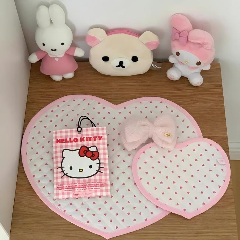 Sweet Handmade Heart Polka Dots Fabric Coaster - ArtGalleryZen