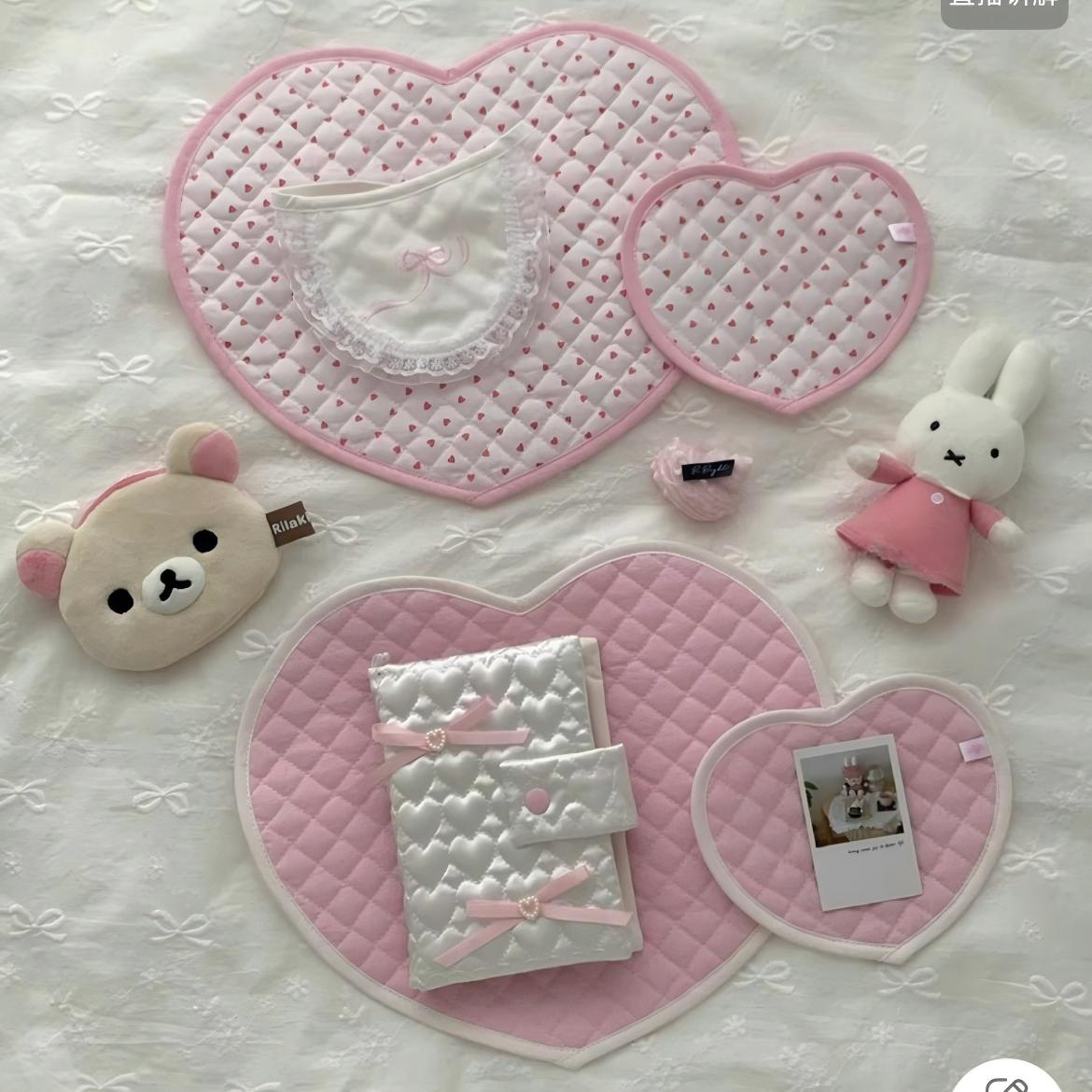 Sweet Handmade Heart Polka Dots Fabric Coaster - ArtGalleryZen