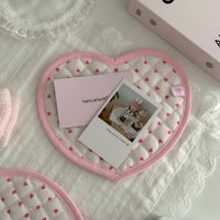 Thumbnail for Sweet Handmade Heart Polka Dots Fabric Coaster - ArtGalleryZen