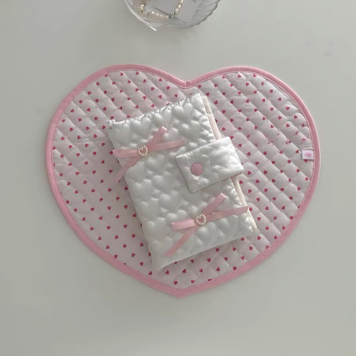 Sweet Handmade Heart Polka Dots Fabric Coaster - ArtGalleryZen