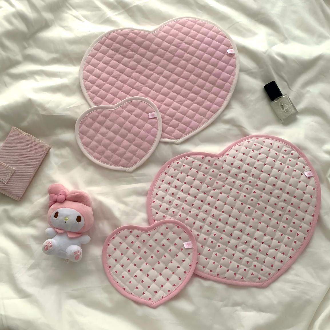 Sweet Handmade Heart Polka Dots Fabric Coaster - ArtGalleryZen