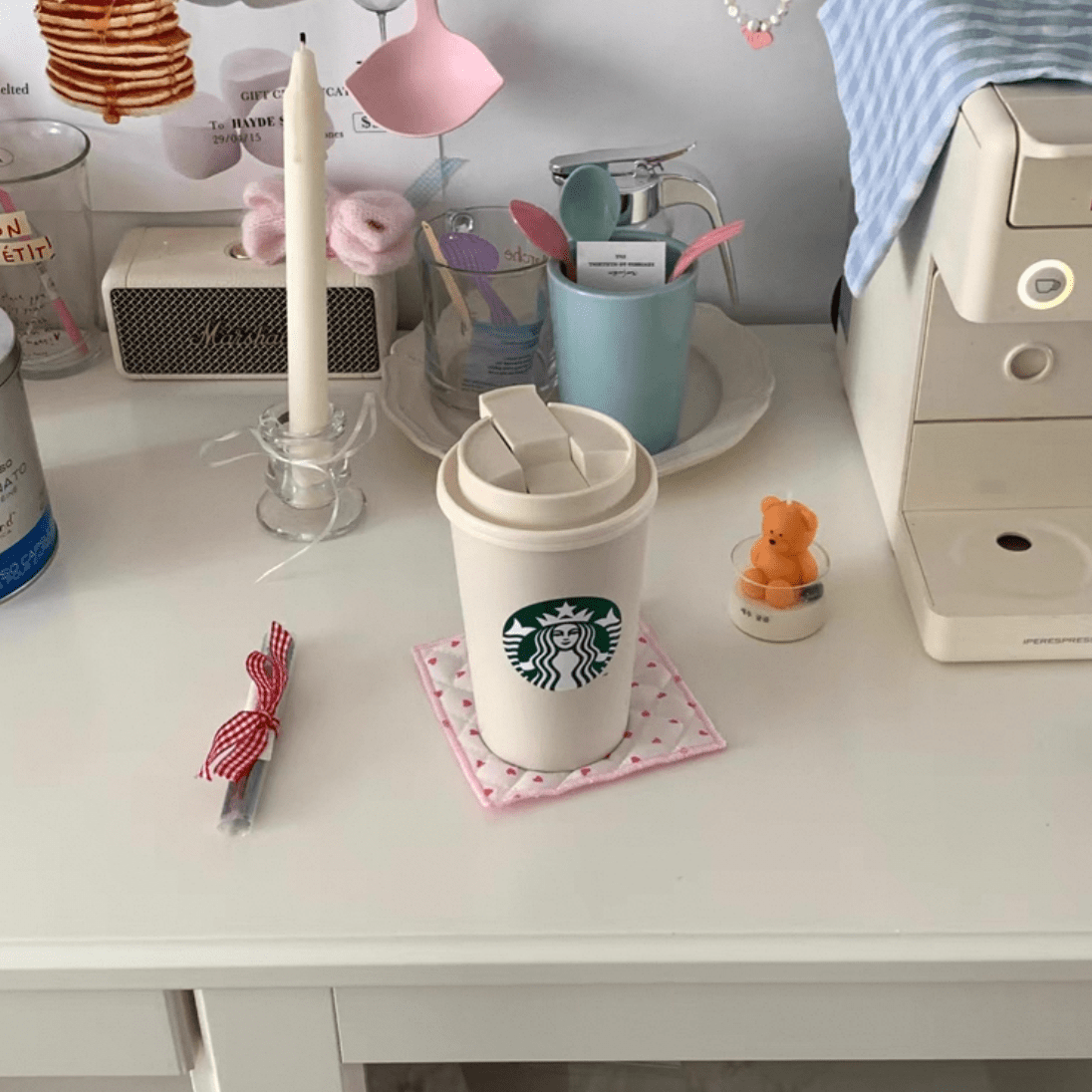 Sweet Handmade Heart Tulip Square Coaster - ArtGalleryZen