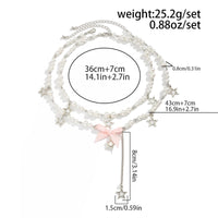 Thumbnail for Sweet Layered Bowknot Star Tassel Pearl Chain Y Necklace Set - ArtGalleryZen