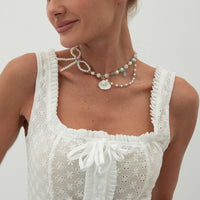 Thumbnail for Sweet Layered Shell Bowknot Charm Agate Pearl Chain Necklace - ArtGalleryZen