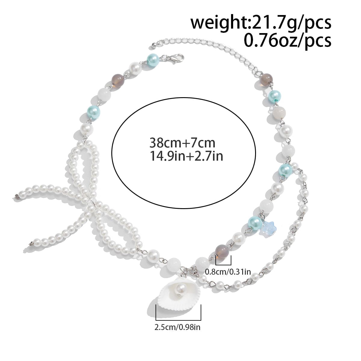 Sweet Layered Shell Bowknot Charm Agate Pearl Chain Necklace - ArtGalleryZen