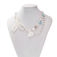 Thumbnail for Sweet Layered Shell Bowknot Charm Agate Pearl Chain Necklace - ArtGalleryZen