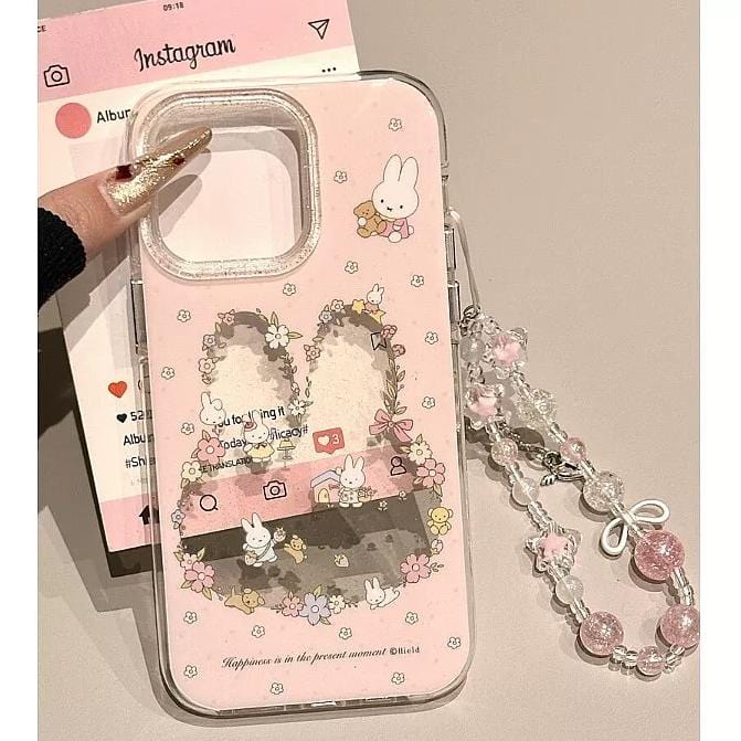 Sweet Miffy Flower iPhone Case With Lanyard - ArtGalleryZen