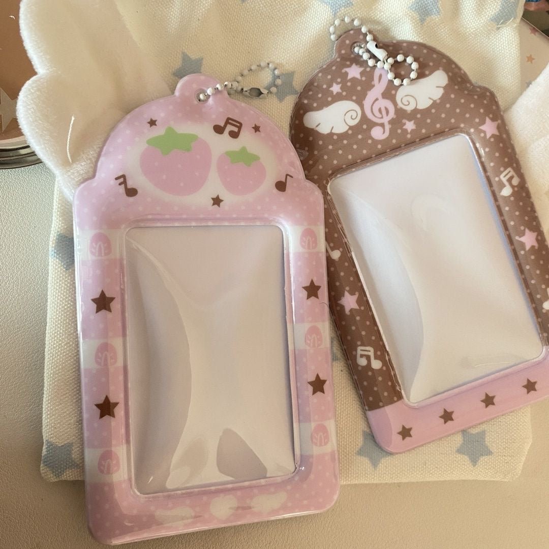 Sweet Note Angel Wing Strawberry Kpop Keychain Photocard Holder - ArtGalleryZen