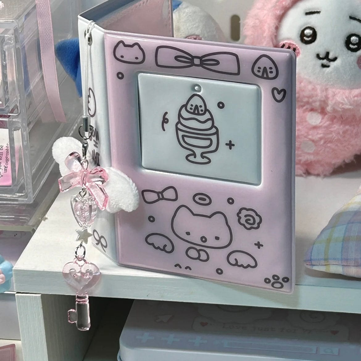 Sweet Pink Bowknot Wing Heart Star Keychain Phone Strap - ArtGalleryZen