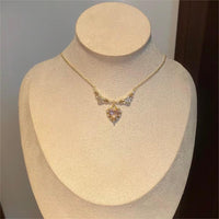 Thumbnail for Sweet Pink Crystal Heart Pendant CZ Inlaid Necklace