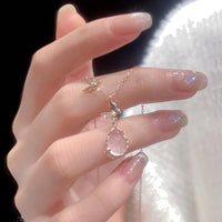 Thumbnail for Sweet Pink Crystal Pendant Enamel Butterfly Necklace - ArtGalleryZen