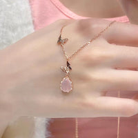 Thumbnail for Sweet Pink Crystal Pendant Enamel Butterfly Necklace - ArtGalleryZen