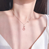 Thumbnail for Sweet Pink Crystal Pendant Enamel Butterfly Necklace - ArtGalleryZen