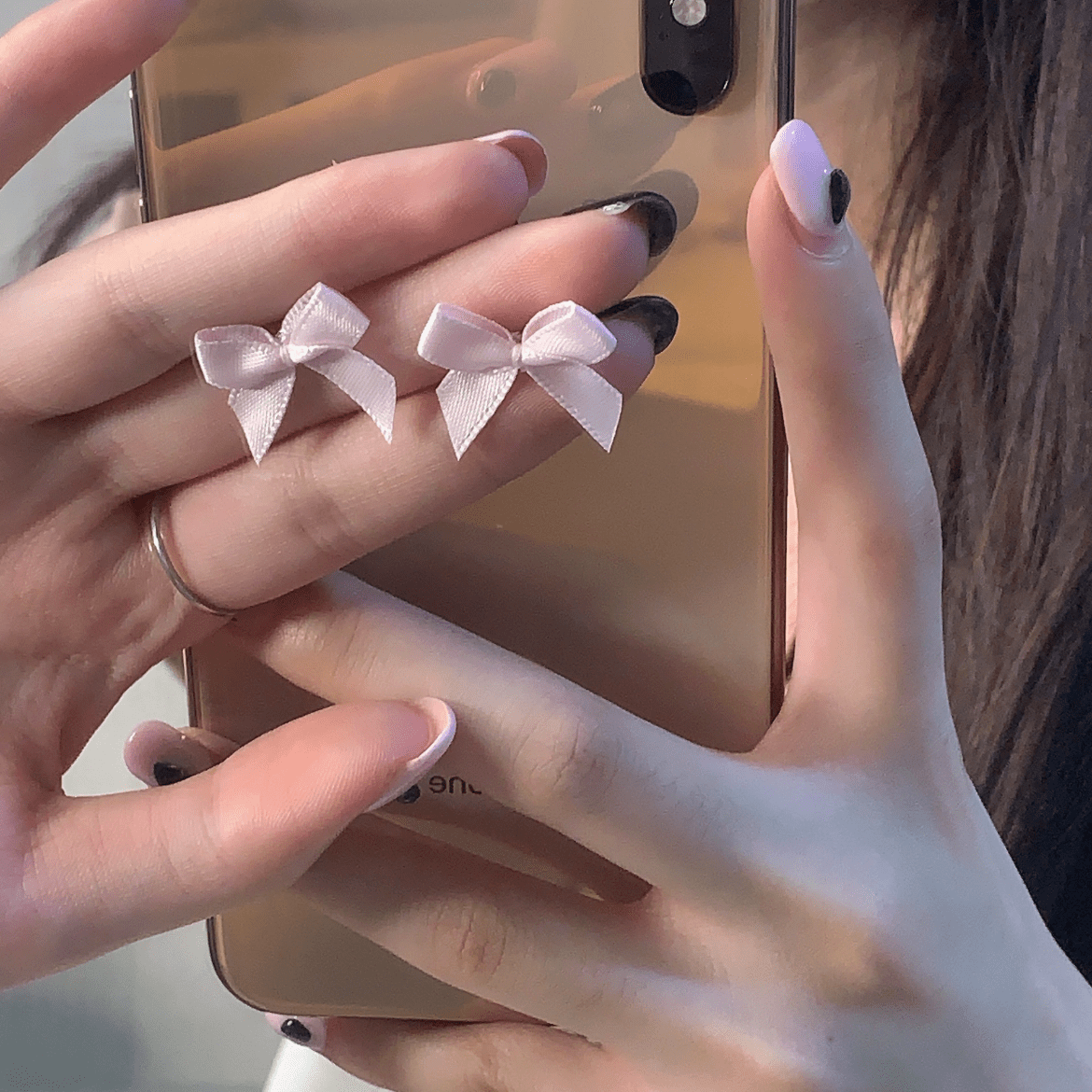 Sweet Pink Ribbon Bowknot Earrings - ArtGalleryZen